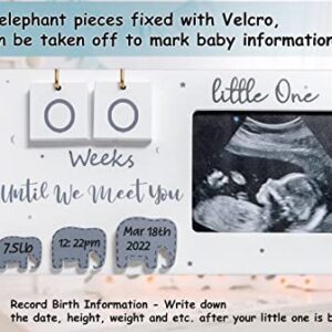 Sonogram Picture Frame, Ultrasound Photo Frame with Baby Countdown Weeks, Baby Announcement, Elephant Nursery Decor for Birth Information, Expecting Parents to be Unique Gifts for Pregnant Women