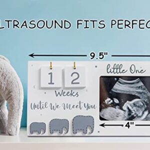 Sonogram Picture Frame, Ultrasound Photo Frame with Baby Countdown Weeks, Baby Announcement, Elephant Nursery Decor for Birth Information, Expecting Parents to be Unique Gifts for Pregnant Women