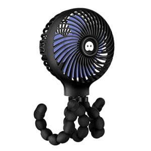 trelc mini handheld stroller fan, personal portable baby fan with flexible tripod, 2023 upgraded version, gift for children, rechargeable fan for office room car traveling bbq gym fan (black)