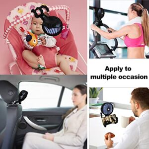 TRELC Mini Handheld Stroller Fan, Personal Portable Baby Fan with Flexible Tripod, 2023 Upgraded Version, Gift for Children, Rechargeable Fan for Office Room Car Traveling BBQ Gym Fan (Black)