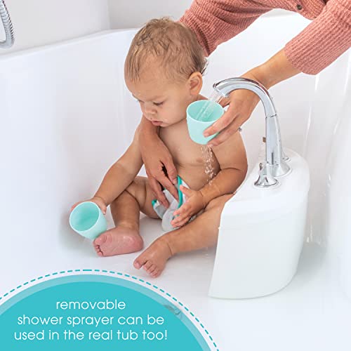 Summer® My Size™ Tub 4-in-1 Modern Bathing System - for Ages 0-24 Months – Baby Bathtub Includes Soft Support, Pull-Down Sprayer and Removable Water Tank, Rinse and Pour Cups, and Drain Plug