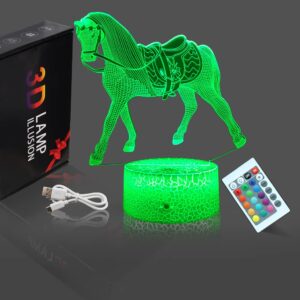 Horse Gifts Night Lights for Kids with Remote & Smart Touch Horse Lamp for Kids Room Decor 16 Colors Changing Dimmable Horse Toys 1 2 3 4 5 6 7 8 Year Old Boy Girl Gifts(Horse)