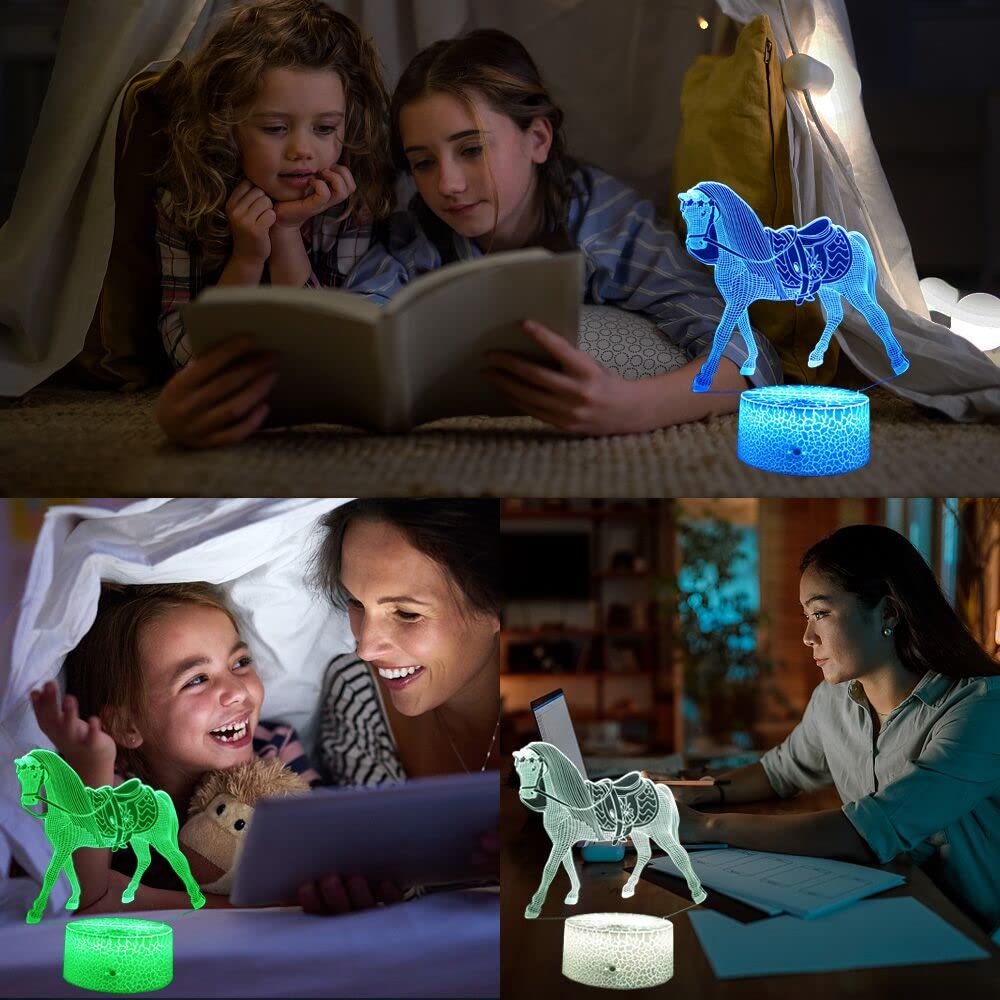 Horse Gifts Night Lights for Kids with Remote & Smart Touch Horse Lamp for Kids Room Decor 16 Colors Changing Dimmable Horse Toys 1 2 3 4 5 6 7 8 Year Old Boy Girl Gifts(Horse)