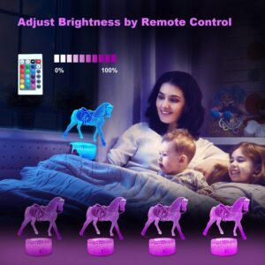 Horse Gifts Night Lights for Kids with Remote & Smart Touch Horse Lamp for Kids Room Decor 16 Colors Changing Dimmable Horse Toys 1 2 3 4 5 6 7 8 Year Old Boy Girl Gifts(Horse)