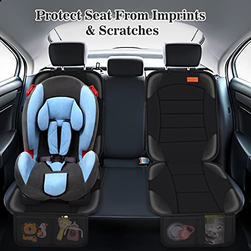 Siivton Car Seat Protector Seat Protector for Child Car Seat Seat Cushion for Leather and Fabric Seats, 2 Mesh Pockets, Non-Slip Backing, Carseat Protectors for Vehicles, Baby, Pets (2 Pack)