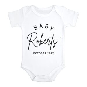 Custom Baby Onesie Announcement 0-3 Months White