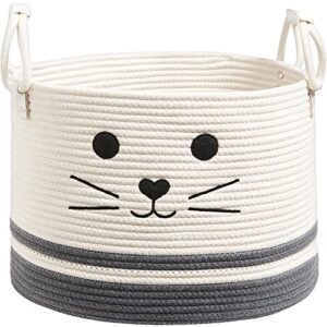 large woven cotton rope storage basket baby laundry basket blanket basket with handles nursery cat basket for toys gifts