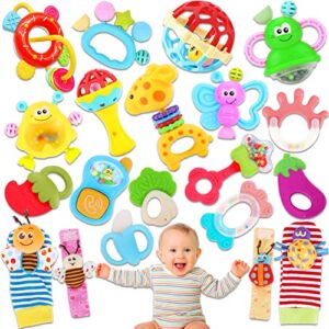 AZEN 20PCS Baby Toys 6 to 12 Months, Teething Toys for Babies 0-6 Months, Baby Toys 0-3 3-6 Months, Newborn Infant Toys 0-6 Months, Baby Rattles 0-6 Months