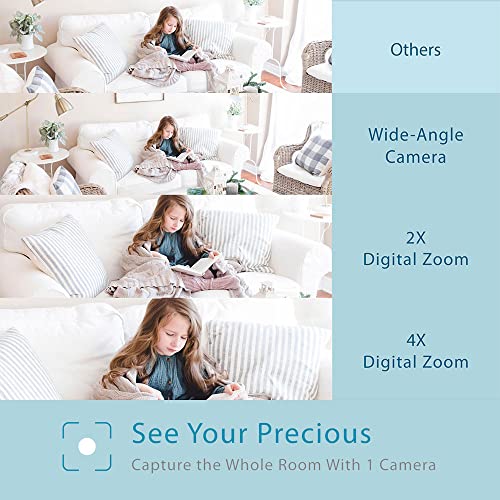 Moonybaby 5" 720p HD Quad Screen Baby Monitor with 4 Remote Pan and Tilt Cameras for 4 Rooms, QuadView 60, Noise Reduction Technology with 20 Days Long Battery Life