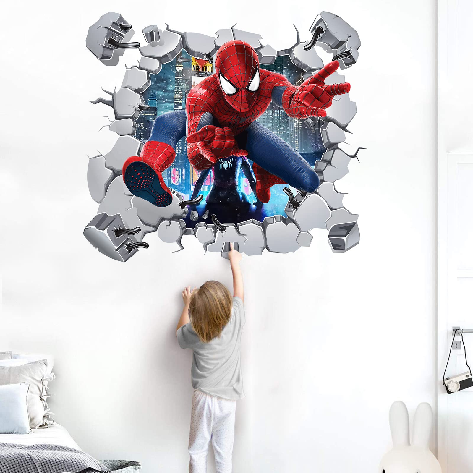 Karomenic Superhero Spider-Man Wall Decal Giant Stickers Spider-Man Children Themed Room Wall Sticker for Kid Room