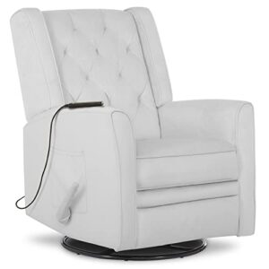 evolur linda upholstered plush seating swivel glider, rocker, misty grey