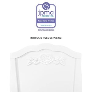 SweetPea Baby Rose Cradle in White, with 1" Mattress Pad, Easy to Assemble, JPMA Certified, New Zealand Pinewood Cradle, Stationary and Rocking Cradle