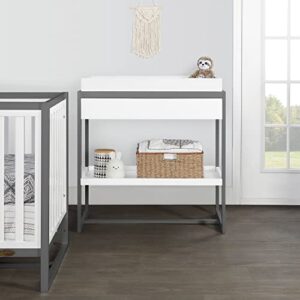 Dream On Me Arlo Changing Table in Steel Grey, Made of Solid New Zealand Pinewood, Non-Toxic Finish, Comes with Water Resistant Mattress Pad & Safety Strap