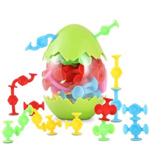 suction toys bath toy set - 24 pcs slicone sucker toys for kids, window toys with storage, good for autism/add/adhd.