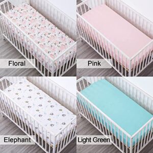 bimocosy Fitted Crib Sheets Girl 4 Pack, Size 28"x 52" for Standard Crib and Toddler Mattresses, Super Soft Breathable Microfiber Baby Crib Mattress Sheet, Floral/Elephant/Pink/Light Green