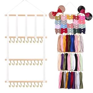 oaoleer baby headband & bow holder for girls hair bows, hanging baby headbands organizer storage newborn headband holder for wall, room, door or closet (1pcs white)