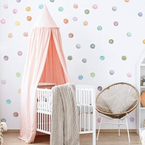 2 Inch 312 Pcs Polka Dot Wall Decals for Girls Bedroom Boho Rainbow Wall Decal Stickers Nursery Wallpaper Classroom Decor Round Plain Colors Wall Decals for Kids Baby Teen Decor (Watercolors)