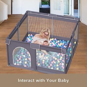 Baby Playpen for Toddler 50”x50” - Kids Playyard Activity Center - Sturdy, Easy to Assemble, Big Enough Area to Move Around - Babies Fences with Gate - Infant Play Yard Pen with Anti-Slip Base