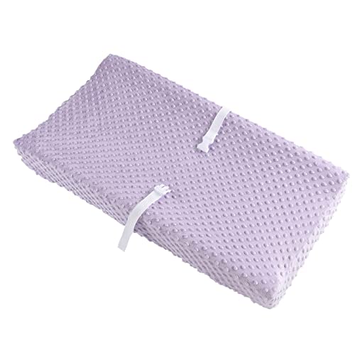 Solid Changing Table Pad Cover Cradle Sheet, Fits 32"/34''x16" Contoured Diaper Changing Pad, Ultra Soft Cozy Minky Dots Plush Changing Table Covers, Breathable Wipeable Removable (Orchid)