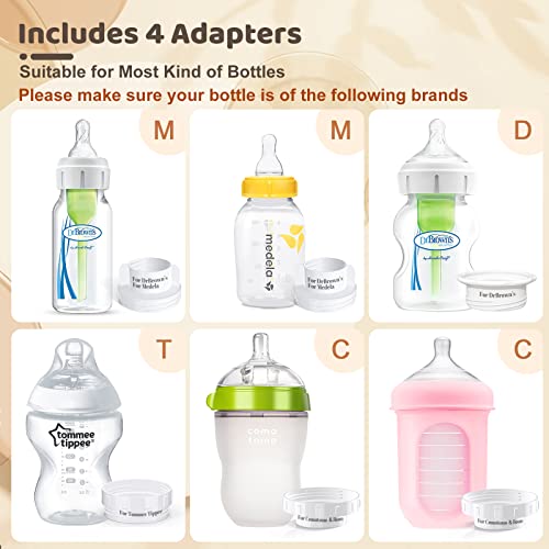 Bottle Warmer, Fast Heating Portable Bottle Warmer with 4 Adapters, Rechargeable Travel Bottle Warmer with Smart Temperature Control, Cordless Baby Bottle Warmer for Breastmilk or Formula