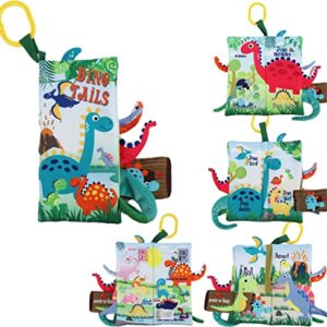 Dinosaur Baby Books Toys Touch Feel Cloth Soft Crinkle Books for Babies,Infants,Toddlers, Baby Books 0-6 Months 1 year Old Book Sensory Toy, Car & Stroller Toys Baby Girls Boys Shower Gifts,Dino Tails