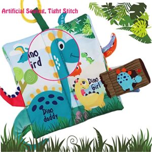 Dinosaur Baby Books Toys Touch Feel Cloth Soft Crinkle Books for Babies,Infants,Toddlers, Baby Books 0-6 Months 1 year Old Book Sensory Toy, Car & Stroller Toys Baby Girls Boys Shower Gifts,Dino Tails