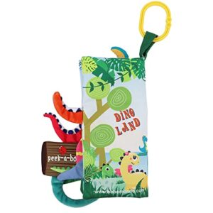 Dinosaur Baby Books Toys Touch Feel Cloth Soft Crinkle Books for Babies,Infants,Toddlers, Baby Books 0-6 Months 1 year Old Book Sensory Toy, Car & Stroller Toys Baby Girls Boys Shower Gifts,Dino Tails