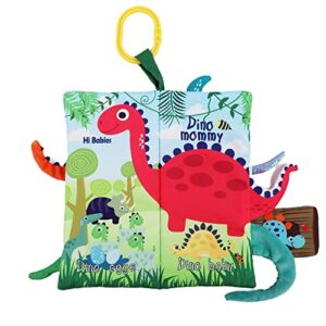 Dinosaur Baby Books Toys Touch Feel Cloth Soft Crinkle Books for Babies,Infants,Toddlers, Baby Books 0-6 Months 1 year Old Book Sensory Toy, Car & Stroller Toys Baby Girls Boys Shower Gifts,Dino Tails