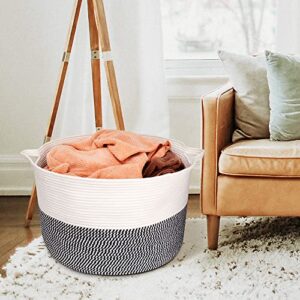 Annecy XXLarge Cotton Rope Basket (Set of 2), Woven Baby Laundry Basket with Handle for Toy, Towels, Pillows, Decorative Basket for Blankets
