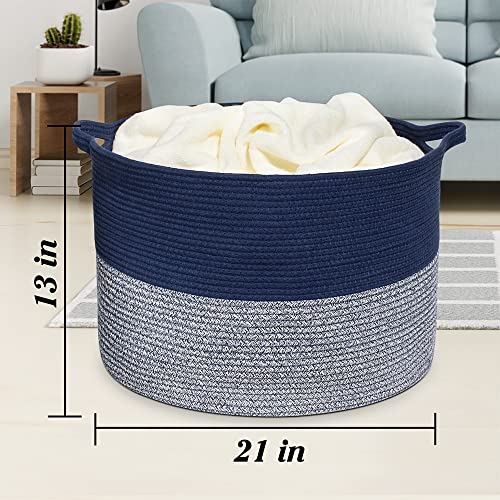 Annecy XXLarge Cotton Rope Basket (Set of 2), Woven Baby Laundry Basket with Handle for Toy, Towels, Pillows, Decorative Basket for Blankets