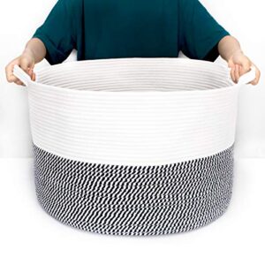 Annecy XXLarge Cotton Rope Basket (Set of 2), Woven Baby Laundry Basket with Handle for Toy, Towels, Pillows, Decorative Basket for Blankets