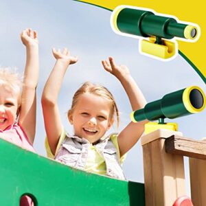 Playground Accessories Backyard Pirate Plastic Ship Playset Plastic Playground Equipment Set with Ship Wheel, Telescope, Safety Handlestoy Phone for Outdoor Playhouse Treehouse Playset(Yellow, Green)