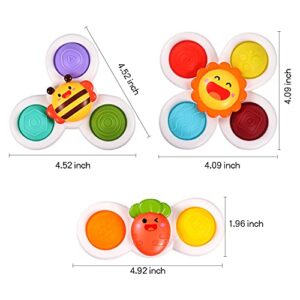 3PCS Suction Cup Pop up Fidget Spinner Toys for 1 2 Year Old Boys and Girls Baby 12-18 Months|1st Birthday Gifts Sensory Bath Toys for Toddler 1-3