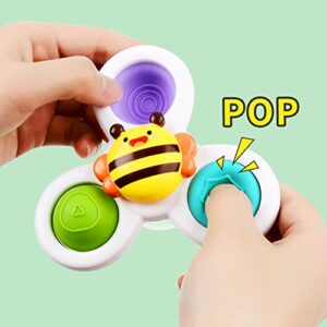 3PCS Suction Cup Pop up Fidget Spinner Toys for 1 2 Year Old Boys and Girls Baby 12-18 Months|1st Birthday Gifts Sensory Bath Toys for Toddler 1-3