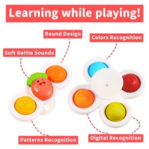 3PCS Suction Cup Pop up Fidget Spinner Toys for 1 2 Year Old Boys and Girls Baby 12-18 Months|1st Birthday Gifts Sensory Bath Toys for Toddler 1-3