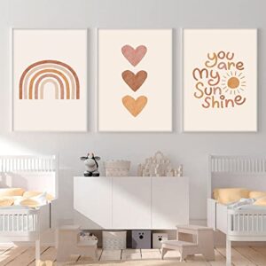 boho nursery wall art you are my sunshine wall art rainbow canvas nursery pictures decor nursery prints boho nursery decor for girl boho nursery artwork for baby kids room decor 12x16x3 inch unframed