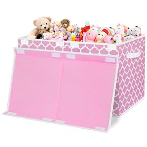 homyfort Toy Box for Girls, Kids - Large Toy Chest Organizers and Storage Boxes with Flip-Top Lid & Divider, Collapsible Container Bins for Playroom, Nursery, Closet, Living Room, 24.5"x13"x16", Pink