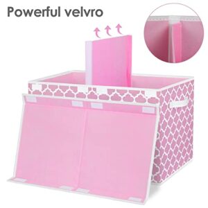 homyfort Toy Box for Girls, Kids - Large Toy Chest Organizers and Storage Boxes with Flip-Top Lid & Divider, Collapsible Container Bins for Playroom, Nursery, Closet, Living Room, 24.5"x13"x16", Pink