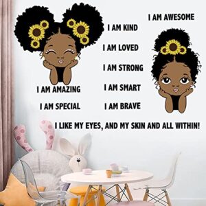 Black Girl Wall Decor Sticker Inspirational Quotes I'm Kind Wall Decals Positive Words Motivational Lettering African American Wall Stickers for Baby Toddler Room Decorations Nursery Playroom Bedroom Wall Decoration.