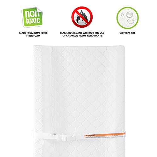 Dream On Me Two Sided Contour Changing Pad 2022, White, Lightweight with Non Skid Bottom, Convenient Safety Strap, Waterproof Vinyl Cover, Phthalate
