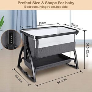 Sailnovo Baby Bassinets Bedside Sleeper for Baby, Bedside Crib Portable Bassinet with Mattress and Storage Basket, Cosleeper Bassinet Attach to Bed with Adjustable Height for Newborn/Baby/Boy/Girl