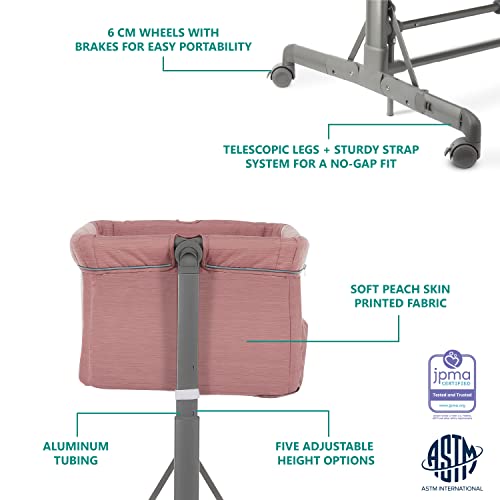 Dream On Me Zimal Bassinet and Bedside Sleeper in Pink, Lightweight and Portable Baby Bassinet, Breathable Mesh Panels, Easy to Fold and Carry Travel Bassinet, JPMA Certified
