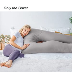 Meiz Cooling Pregnancy Pillow Cover, Maternity Pillow Cover, U Shaped Pregnancy Pillow Cooling Jersey Cover, Grey