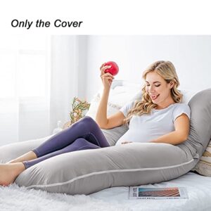 Meiz Cooling Pregnancy Pillow Cover, Maternity Pillow Cover, U Shaped Pregnancy Pillow Cooling Jersey Cover, Grey