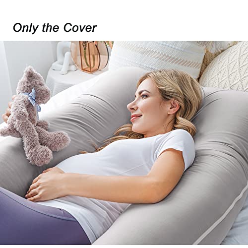 Meiz Cooling Pregnancy Pillow Cover, Maternity Pillow Cover, U Shaped Pregnancy Pillow Cooling Jersey Cover, Grey