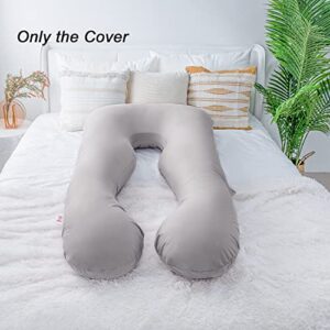 Meiz Cooling Pregnancy Pillow Cover, Maternity Pillow Cover, U Shaped Pregnancy Pillow Cooling Jersey Cover, Grey