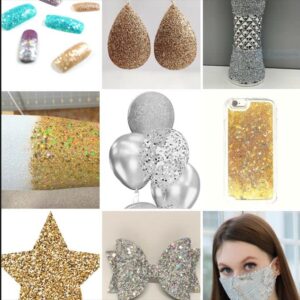 SAIFTRAD Glitter- 8 Jars Gold Silver Holographic Cosmetic Chunky Sequins Glitter Paillette for Body, Face, Eyes, Hair, Nail Art & DIY (Gold, Silver) - with Nail Brush Sponge