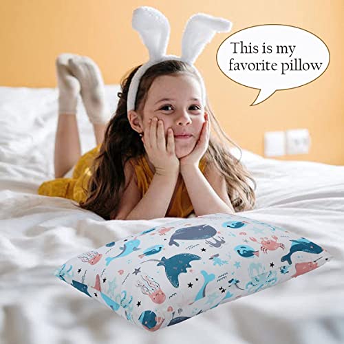 LIHABILAL Toddler Pillow,One 13X18 Soft Toddler Pillow with Two 100% Organic Cotton Pillowcases,Toddler Pillow for Sleeping for Boys and Girls Perfect for Travel, School, Nap - Crib Pillow