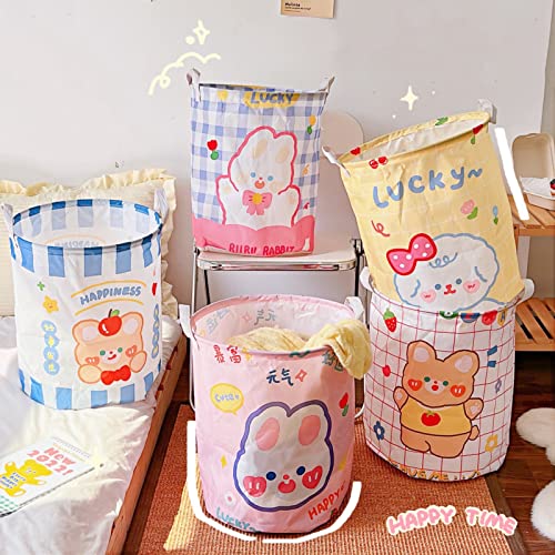 Tuelaly Kawaiis Laundry Basket Cute Cartoon Bunny Bear Storage Basket Kawaiis Stuffs Kawaiis Accessories Purple