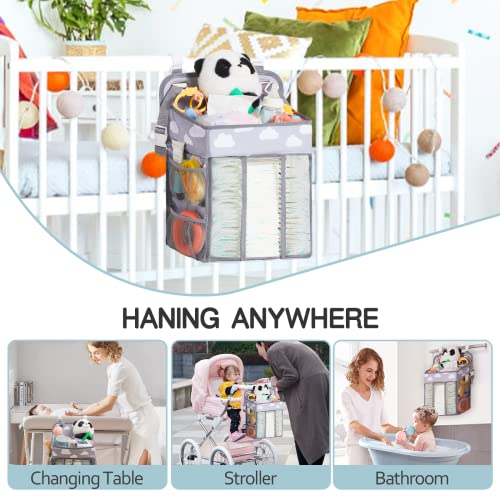 mloong Diaper Caddy, Hanging Diaper Organizer for Changing Table Crib, Baby Storage Organizer Diaper Stacker Gift for Newborn Baby Mom Essentials Nursery Diaper Organizer